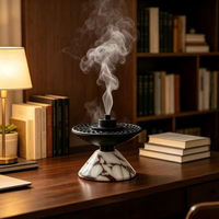 Brûleur d'encens en marbre, base conique en pierre naturelle en forme de sablier, porte-encens décoratif pour la maison et le salon de style arabe