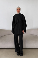 Ensemble coordonné modeste haut de gamme personnalisé pour femme, tunique musulmane et pantalon large, tenues 2026