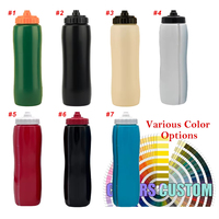 Bouteille d'eau compressible en plastique sans BPA de 1000 ml avec logo personnalisé, vente en gros, gobelet personnalisé, bouteille d'eau compressible pour le sport et le cyclisme de 32 oz