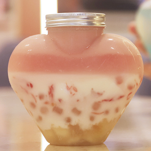 Garrafa em Forma de Coração de 16oz 450ml Transparente Vazia para Suco Bubble Boba Chá Café Copo Jarro de Plástico PET com Tampa - Product Image 3