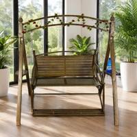 Banc d'extérieur en rotin de style nordique, design moderne et luxueux, fauteuil lounge écologique avec auvent, coussin imperméable, pour 2 personnes, hôtel