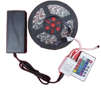 DC12V/24V 5M 300LED IP65 imperméable à l'eau SMD 5050 Barrette D'eclairage rvb A MENÉ le kit de bande avec 24key télécommande adaptateur