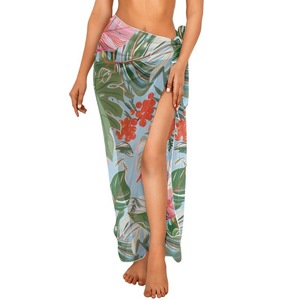 New Arrival Banana Leaf Print Beach Towel Wrap Skirt Vacation Style Tie-Up <b>Bikini</b> Cover-Up Custom Print Bathing Suit <b>Sarong</b> - Product Image 1