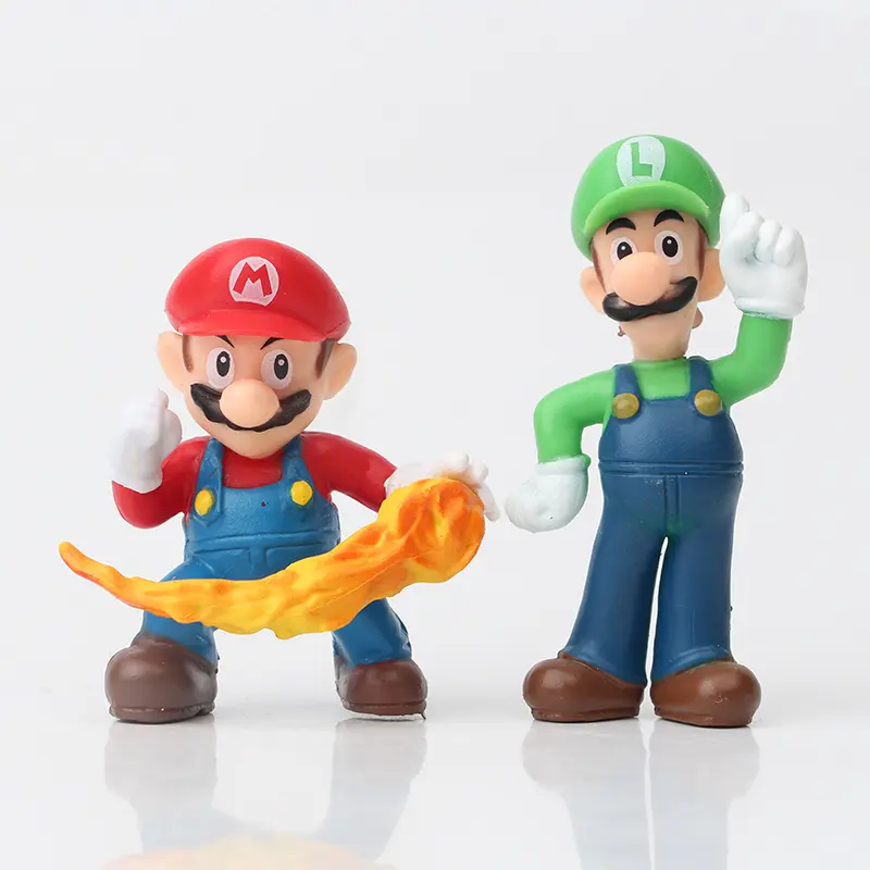 DHFNewest 18 Pcs Set Mario Bros Anime Action Figure Luigi Yoshi Gen 2 Mario Figurine Doll Toy Cake Toppers For Party Gift