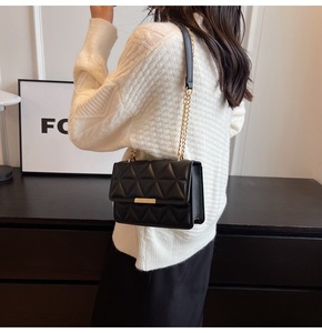 Sac à bandoulière pour femme en cuir PU texturé, imperméable, tendance, avec chaîne, vente chaude - Product Image 6