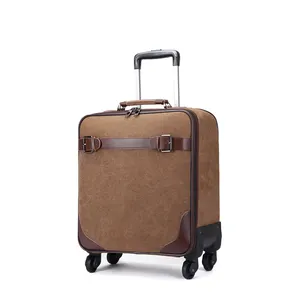 canvas aviation luggage 16 inch travel trolley bag