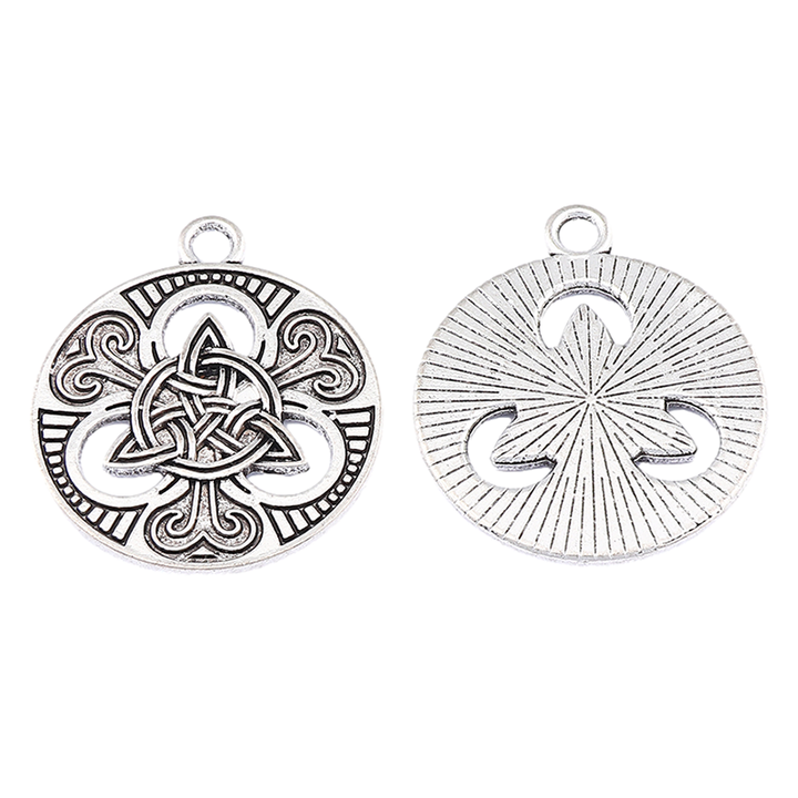 Antique Silver Viking Celtic Knot Triquetra Round Charms Pendants For