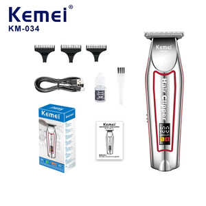 Kemei KM-034 Plata, Cortadora de Pelo para Hombre, Batería de 1500mAh, 6500 RPM, Alta Potencia, Recargable por USB, Mini Recortadora de Barba, Proveedor Mayorista - Product Image 1
