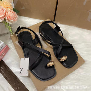 Nouvelles Sandales Tendance Été 2025 pour Femme, ZA, Style Plat à Anneau d'Orteil, Bride Fine et Boucle Combinée, Semelle en <span class=keywords><strong>TPR</strong></span> Original - Product Image 3