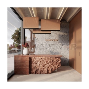 Mueble de Recepción Comercial de Mármol Travertino Natural de Forma Irregular Personalizado de Diseño Moderno para Salón o Tienda - Product Image 1
