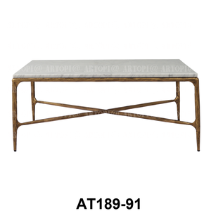Living <strong>White</strong> Natural Marble Rectangle <strong>End</strong> <strong>Table</strong> Hand Forged Thaddeus Marble Coffee <strong>Table</strong> - Product Image 3
