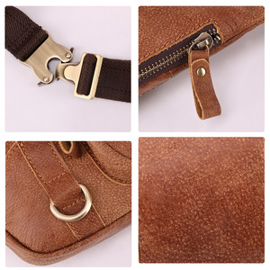 Dujiang Men's Genuine Leather Chest <b>Bag</b> Large Capacity Zippered Outdoor Casual Crossbody <b>Bag</b> - Product Image 4