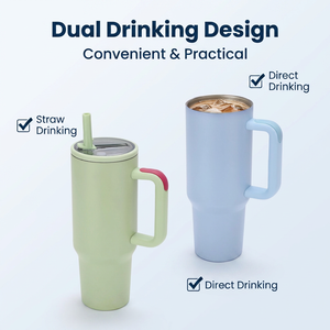 2025 nouveau gobelet anti-fuite à double couche transfrontalier 40oz Portable tasse de voiture à boire directe pliable pour couvercle de paille en métal - Product Image 4