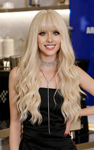 Parrucca Lunga Ricciolina Stile Europeo-Americano da 24 Pollici <span class=keywords><strong>con</strong></span> <span class=keywords><strong>Frangia</strong></span> e Grandi Onde in Fibra Sintetica, Disponibile in Diverse Opzioni di Colore - Product Image 3