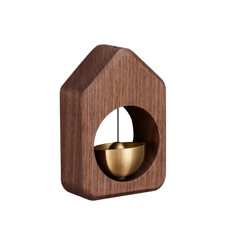 wind chime suction door solid wood brass creative Japanese simple handmade refrigerator household copper bell