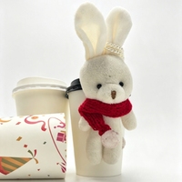 Porte-clés en peluche personnalisé DIY en gros, lapin Teddy, lapin miniature doux, jouet en peluche pour paille de tasse à café
