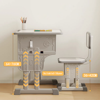 Ensemble de bureau et de chaise en métal moderne avec plateau en bois, hauteur réglable, mobilier scolaire commercial durable