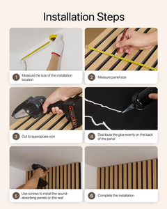 アメリカ倉庫 2x8フィート アクパネル装飾 木製遮音吸音スラット壁パネル アパート内装 - Product Image 4