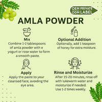 Poudre de fruit d'Amla pure de haute qualité, étiquette personnalisée, poudre d'Amla végétalienne pour les cheveux
