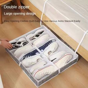 New Fabric Shoe <b>Box</b> Household Dormitory Bed Transparent Shoe Storage <b>Box</b> Foldable Grid Under Bed Shoe Storage <b>Box</b> - Product Image 2