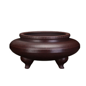 Quemador de Incienso de Arcilla Morada Zisha Hecho a Mano, Patrón de Meandro, Estilo Chino Clásico, Maceta Antigua para Bonsái de Escritorio - Product Image 5