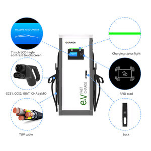 Estación de Carga Rápida para Vehículos Eléctricos de Corriente Continua de 60KW 150KW con Doble Conector, Pantalla Táctil LCD de 7 Pulgadas, RFID, Cable TUV, Cargador Comercial de Montaje en Suelo con Múltiples Estándares - Product Image 4
