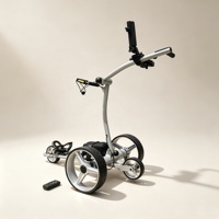 Chariot de golf électrique et télécommandé avec mécanisme de pliage rapide pour un transport pratique lors des voyages de golf