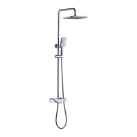 Robinet de lavabo thermostatique monocommande chromé poli OEM avec barre coulissante, mitigeur de douche en laiton à jet de pluie, cartouche céramique