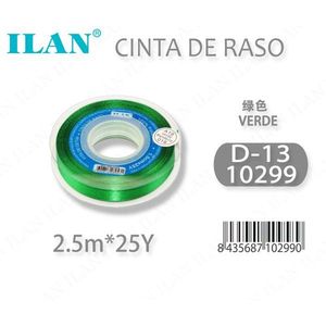 ริบบิ้นผ้าซาตินอิลัน 2.5 ม. 25 หลา สีเขียว D13 - Product Image 1