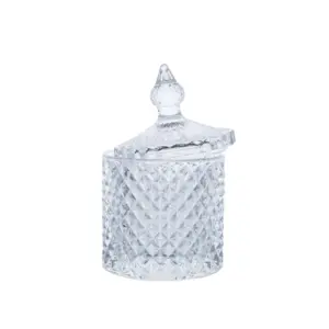 Wholesale 10oz 300ml Luxury Crystal Candy Jar Iridescent Candle Glass Jars With Lid