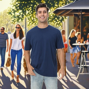 T-shirt basique à col rond pour homme A2817, impression numérique personnalisée, couleur unie, uni, 200 grammes, 100% coton, sans marque, tissu tissé doux - Product Image 2