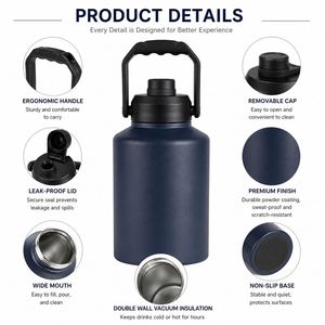Custom Logo 64oz 128oz Stainless Steel Vacuum Insulated <b>Water</b> Jug <b>Large</b> Capacity <b>Bottle</b> with Handle for Outdoor Camping - Product Image 4