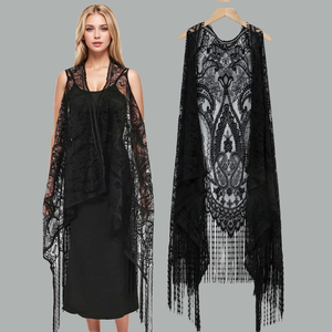Blouse de <span class=keywords><strong>plage</strong></span> ajourée en <span class=keywords><strong>dentelle</strong></span> style européen et américain pour femme, châle de <span class=keywords><strong>plage</strong></span>, cardigan court tricoté anti-UV, grande taille - Product Image 1