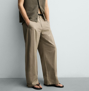 Pantalones <span class=keywords><strong>de</strong></span> <span class=keywords><strong>Vestir</strong></span> Casuales Elegantes para <span class=keywords><strong>Hombre</strong></span>, Estilo Old Money, Pierna Ancha, <span class=keywords><strong>Dobladillo</strong></span> Ajustable, Ropa <span class=keywords><strong>de</strong></span> Calle, Formales <span class=keywords><strong>de</strong></span> Negocios, Personalizados OEM - Product Image 2