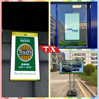Layar Digital Signage LCD Android 4G 55 Inci 2500nits Kecerahan Tinggi untuk Dalam Ruangan, Model Gantung Jendela, CMS, untuk Toko Retail