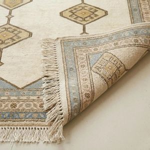 Elegant Boho Geometric <b>Natural</b> Wool <b>Rug</b> with Vintage Inspired Design for Bedroom Hallway Designer Interiors Boutique Hotels - Product Image 5