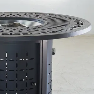 Mesa de hierro fundido de aluminio para exteriores, mueble de patio para quemar gas propano