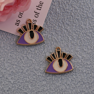 Pendentif en alliage œil porte-bonheur rose, violet, rouge, en alliage de zinc, breloques de bijoux DIY, pendentifs à thème, accessoires de mode unisexe - Product Image 3