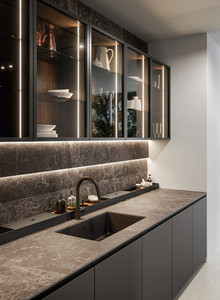 Gabinete de Cocina Moderno de MDF con Diseño de Paneles y Superficie Fácil de Limpiar - Product Image 2