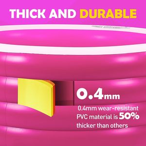 Piscina Inflable Redonda Profunda de PVC de 72" x 30" (183 cm x 76 cm), 0.4 mm de Grosor, Plegable, para Adultos y Niños, Uso en Jardín, Color Rosa, Marca MAKE WAVES - Product Image 4