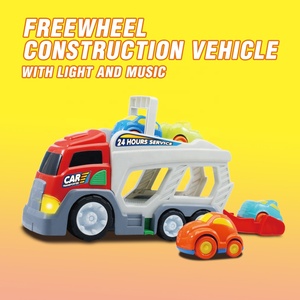 Macchinina da trasporto per camion giocattolo per bambini Cartoon Double Decker con 4 Little Freewheel Car Inertia Truck Plastic Car Toy - Product Image 2