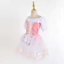 Vestido de Ballet Profesional Romántico de Tul Largo para Niñas, Disfraz de Bailarina con Estampado Luminoso - Product Image 3
