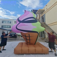 Décorations de magasin sur mesure : Ballon gonflable mignon en forme de crème glacée, modèle de dessin animé gonflable en forme de crème dessert