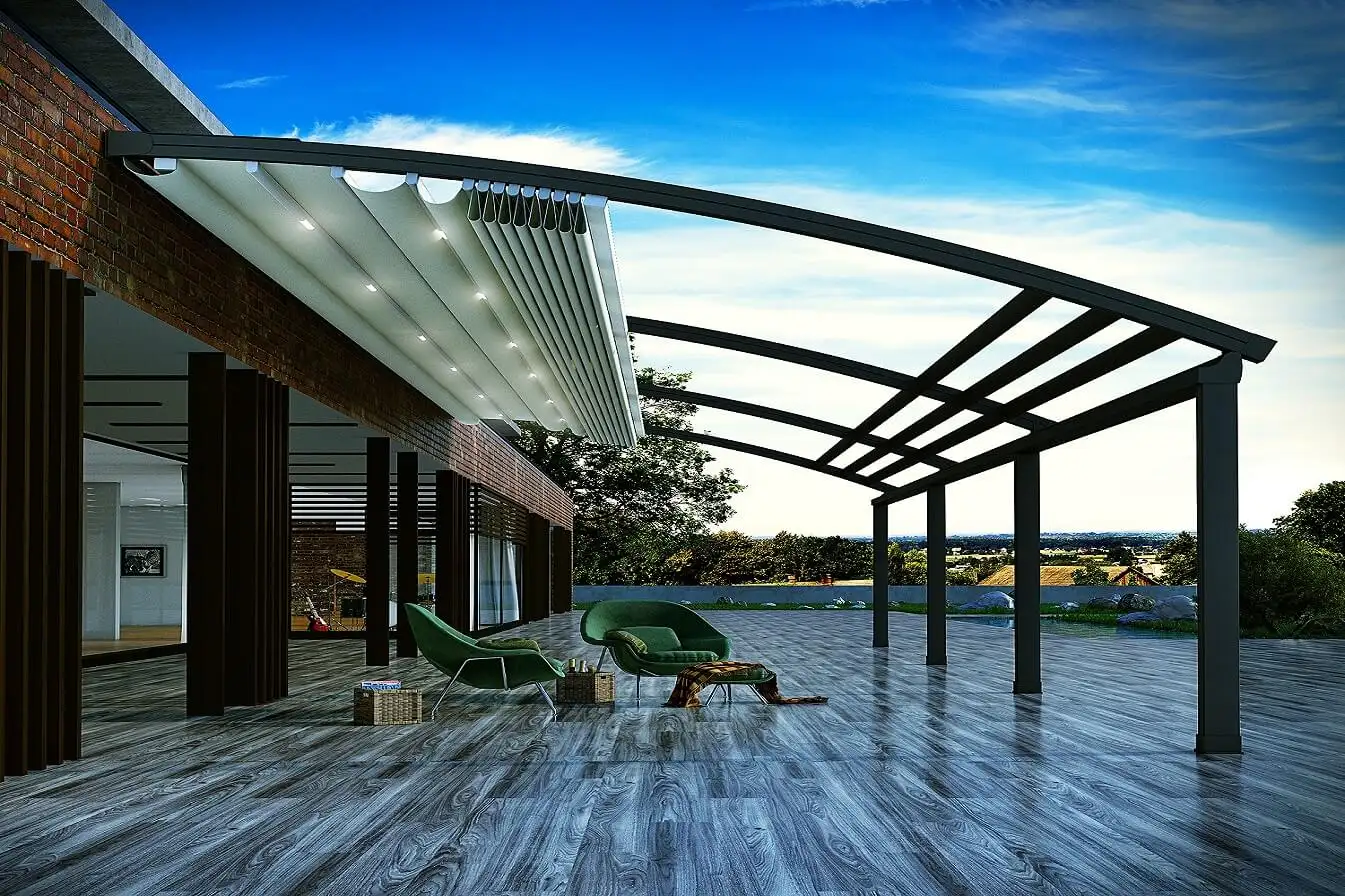 3X4 Aluminium Outdoor Intrekbare Terras Pergola Pvc Dakbedekking Luifel Gemotoriseerde Bioklimatologische Tuin Pergola