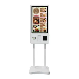 32 Inch Touchscreen Factuur Betaling Automatische Fast Food Self Service Bestellen Kiosk Met Thermische Printer Qr Code Scanner