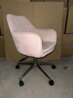 Chaise de bureau élégante et simple en velours vert, avec dossier ergonomique, accoudoirs intégrés, mécanisme de levage à gaz, pivotante et légère