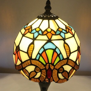 LongHuiJing Baroque <b>Small</b> Mini Tiffany Table Lamp With Colourful Stained Glass Lampshade Handmade Art Lamps - Product Image 3