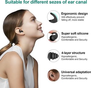 Bouchons d'oreilles en silicone réutilisables et imperméables pour adultes et adolescents de 14 ans et plus, 3 paires - Natation, surf, plongée avec tuba, douche, <span class=keywords><strong>piscine</strong></span>, plage - Product Image 2
