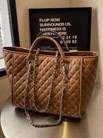 Bolso de Mano Clásico y Elegante de Cuero PU con Cadenas, Bolso de Gran Capacidad, Bolso de Hombro Clásico de Moda para Mujer