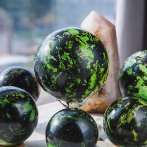 Esfera <span class=keywords><strong>de</strong></span> Ópalo Verde Pulido, Cristales Naturales Curativos, Esferas <span class=keywords><strong>de</strong></span> Diferentes Tamaños para Colección - Product Image 4